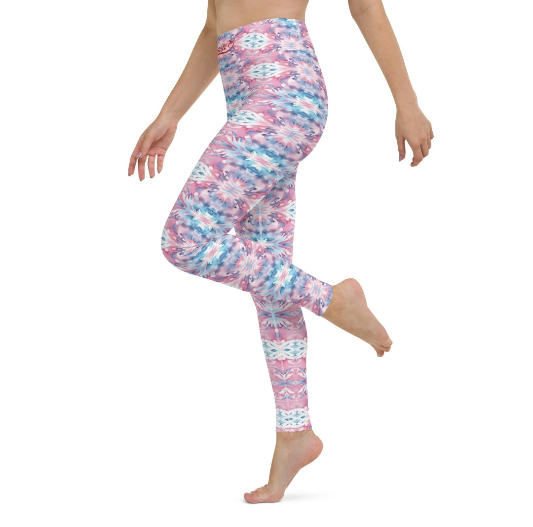 URCHIN Clothes & Sportswear 'CORAL SEA' Pink & Blue Tie Dye. Yoga Leggings. Choice of Sizes.
