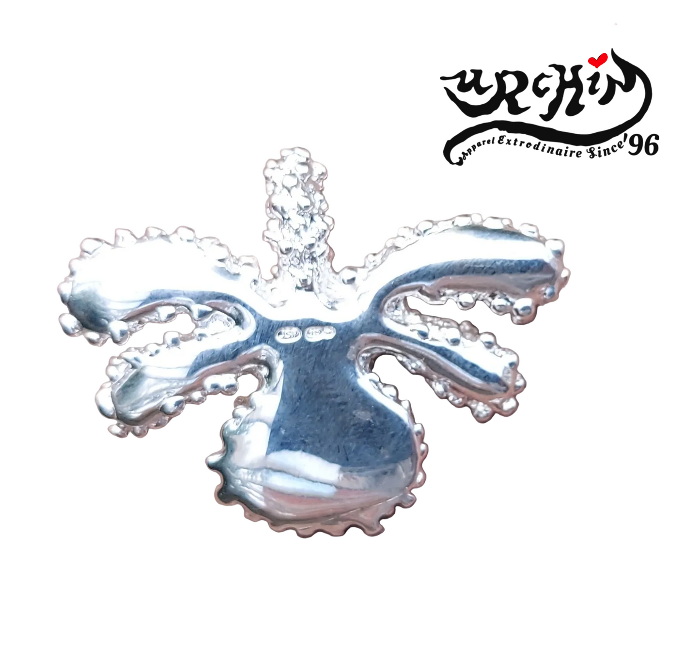 URCHIN Jewellery -'Coral Tsuba' Solid Silver Pendant. Hallmarked. Hand Made in the UK. Choice of Cord.