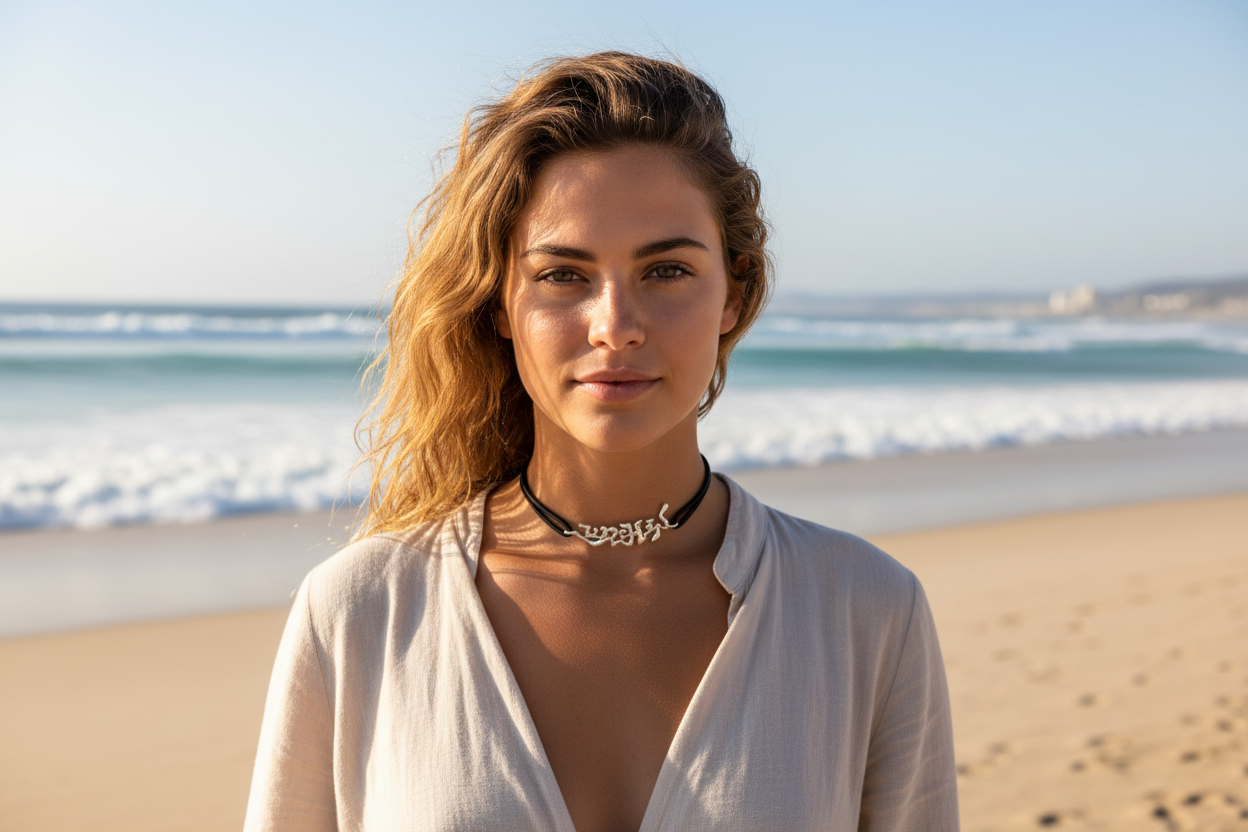 URCHIN 'URCHIN' Logo Womens Choker Pendant. Solid Silver. Hallmarked and Hand-made in UK.