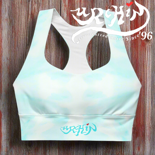 URCHIN Sports 'Blue Fade' Recycled Longline Sports Bra. Choice of Sizes.