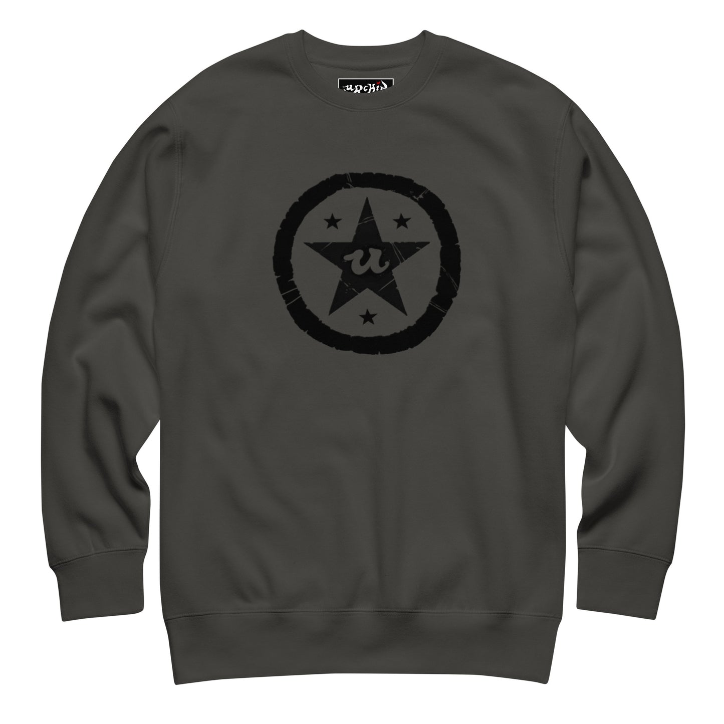 URCHIN-'U STAR' Black Logo. Premium Cotton Sweatshirt. Choice of Colours. Unisex.
