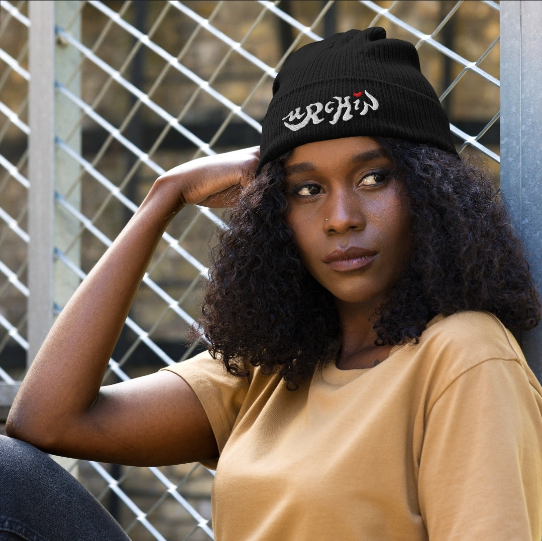 URCHIN Headwear. Urchin Logo, Organic Cotton Ribbed Beanie. Seven colours option. One Size.