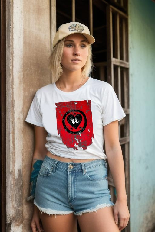 URCHIN Clothes -'LOVE U' Black on Red- Old Poster. Cotton T Shirt. Choice of Colours. Unisex.