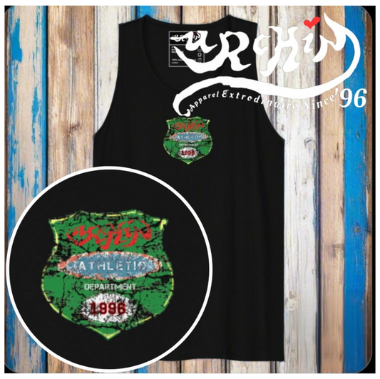 URCHIN Sports Mens Tank Top. 'Urchin Athletic Department Badge Logo 1996' Colour. Cotton. Range of Colours.