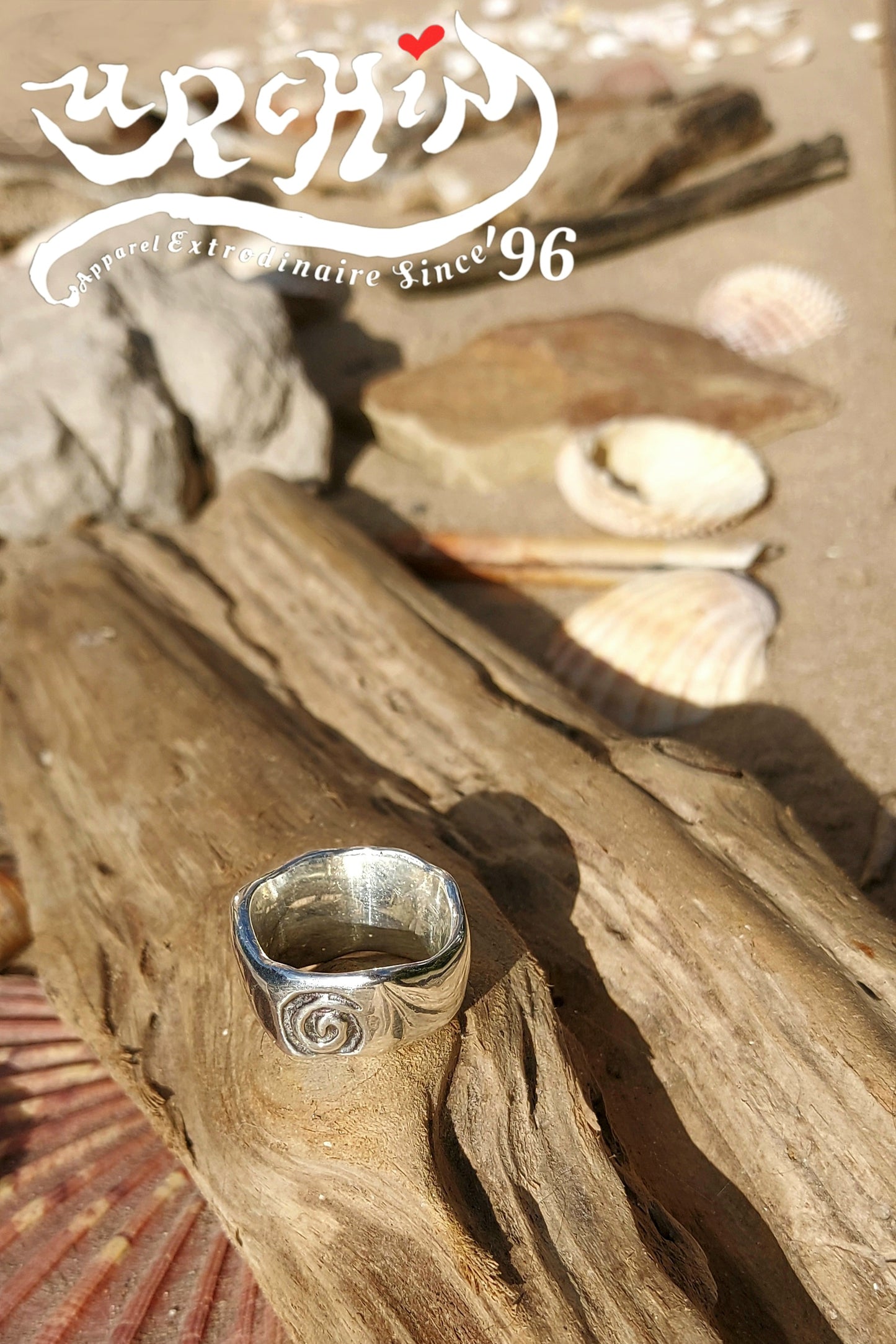 URCHIN Jewellery-'Phat' Urchin Logo Ring. Solid Silver. Hallmarked. Custom Sizes Available. Hand Made in the UK.