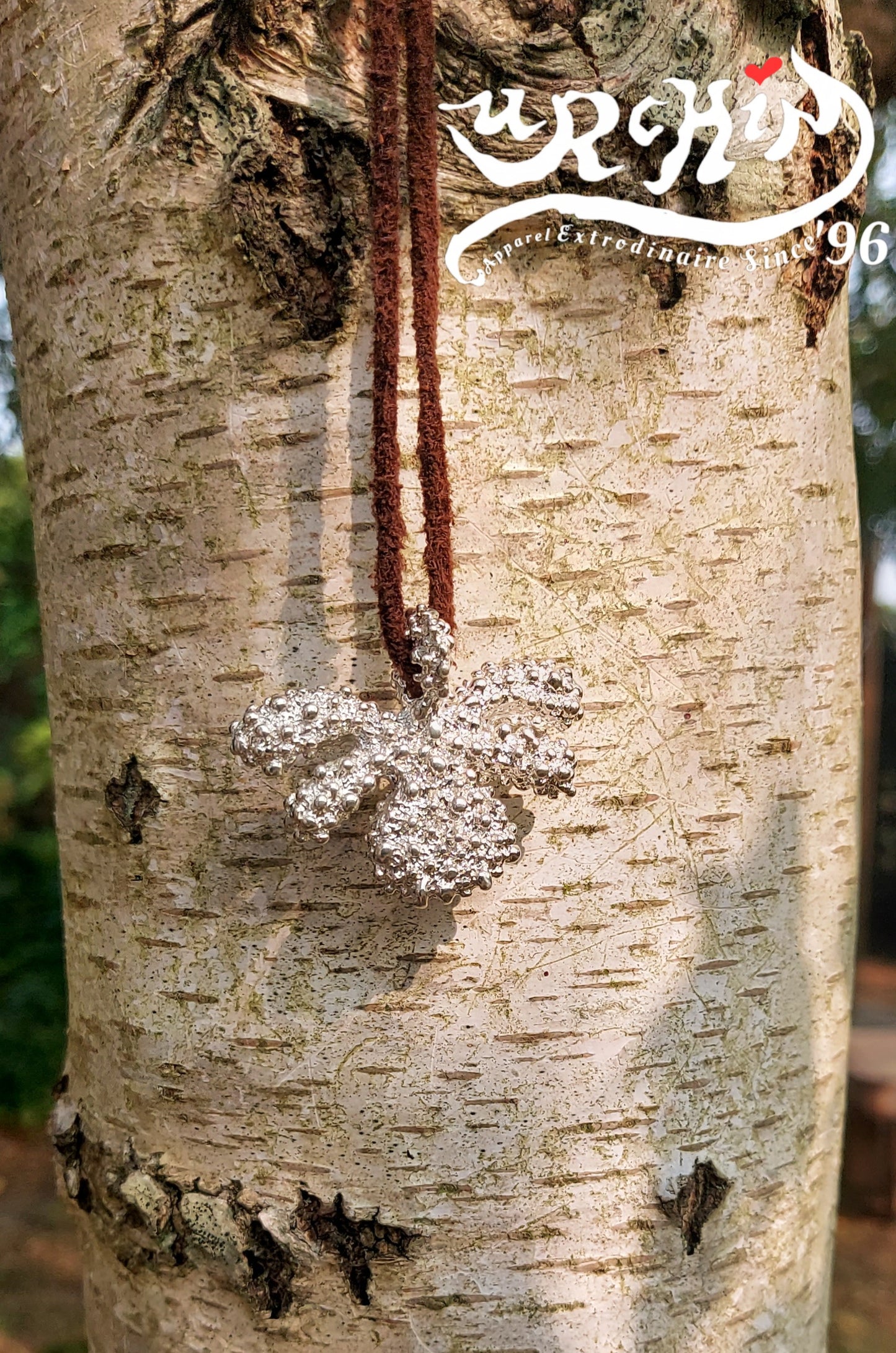 URCHIN Jewellery -'Encrusted Tsuba' Solid Silver Pendant. Hallmarked. Hand Made in the UK. Choice of Cord.