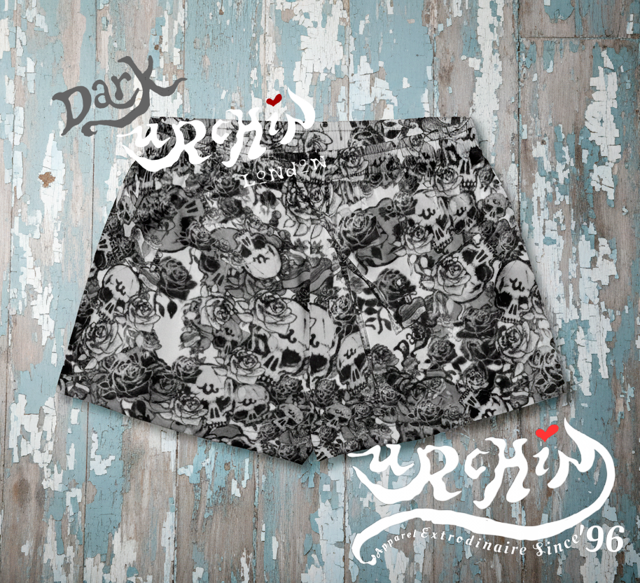 DARK URCHIN SKULL STORM 'METAL' Women’s pajama shorts