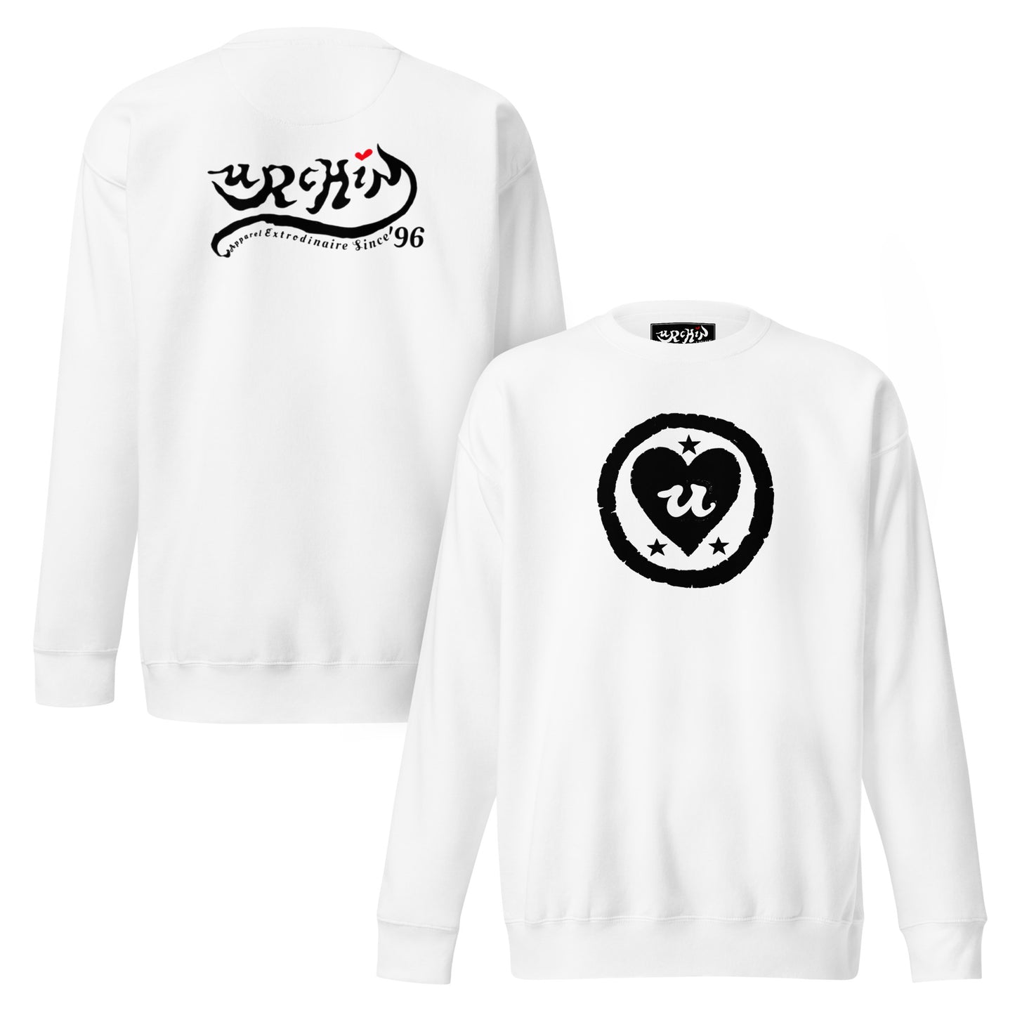 URCHIN 'LOVE U' Black Logo. Premium Cotton Sweatshirt. Choice of Colours. Unisex.