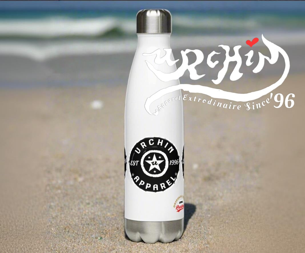 URCHIN Hydration Stainless Steel water bottle. 'Urchin Apparel' Black & White Logo on Black or White option.