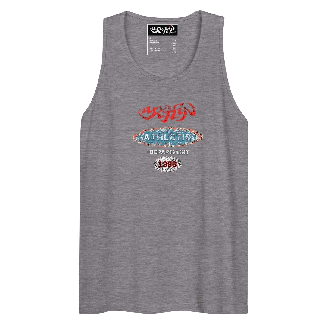 URCHIN Sports Mens Tank Top. 'Urchin Athletic Department 1996' Colour. Cotton. Range of Colours.