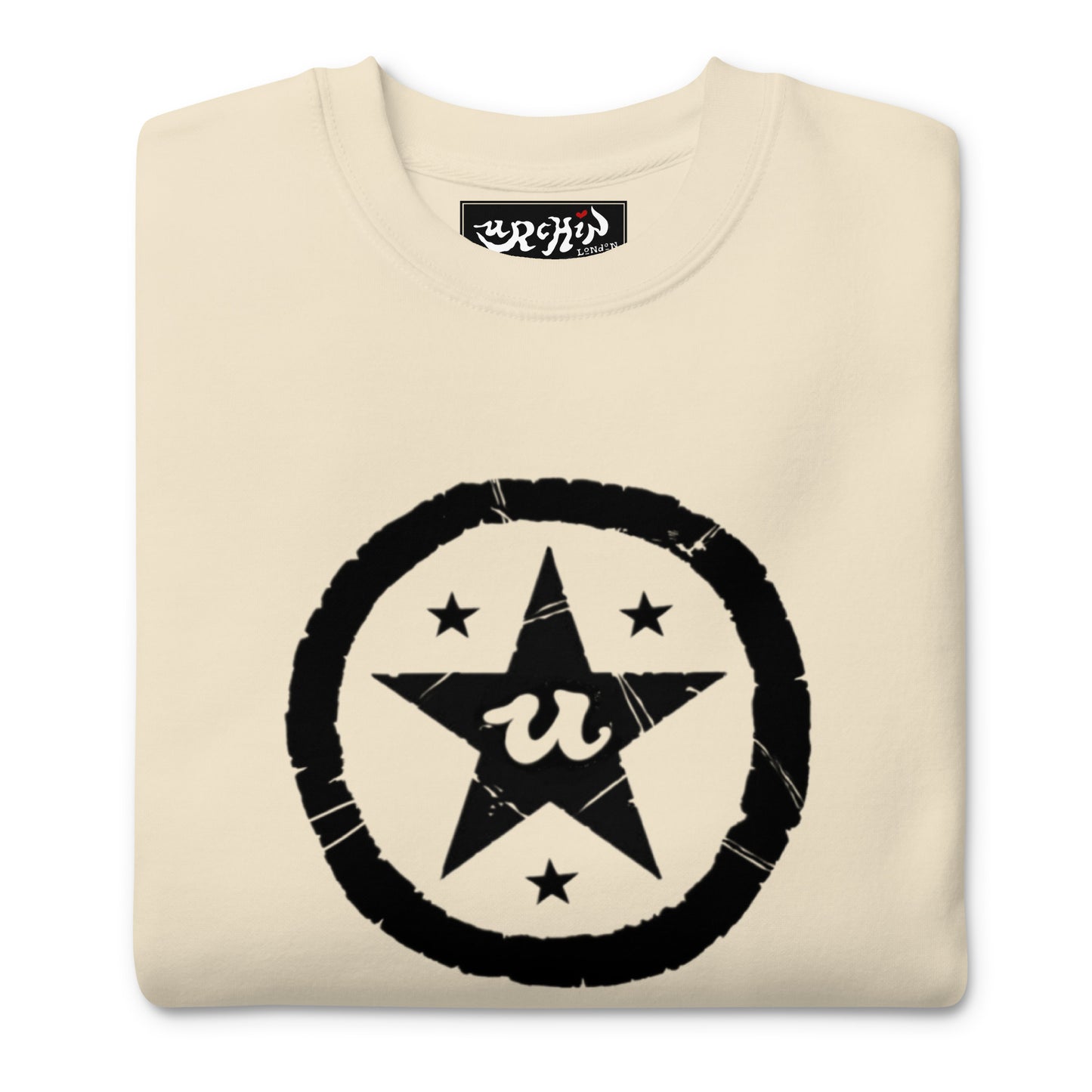 URCHIN-'U STAR' Black Logo. Premium Cotton Sweatshirt. Choice of Colours. Unisex.