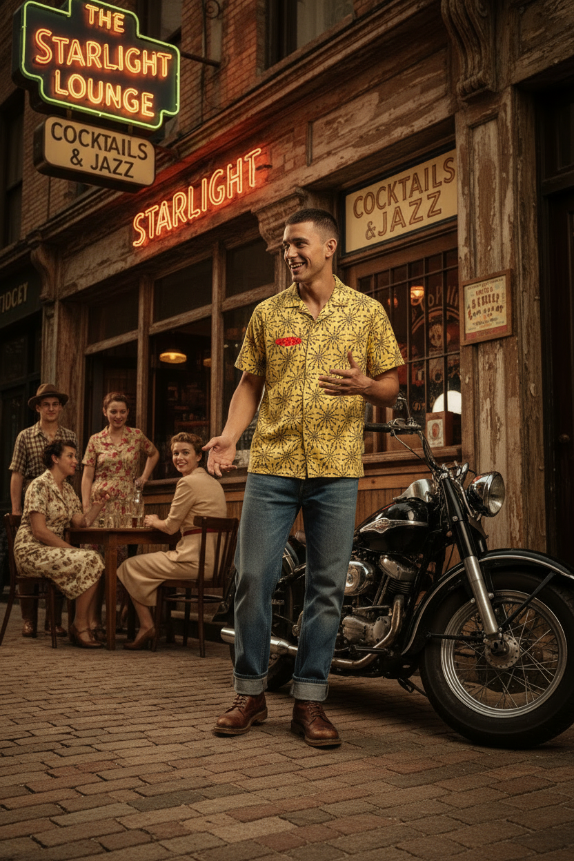 URCHIN 'U FIREWORK'. BLACK/PINEAPPLE Unisex button shirt. Multiple Sizes.