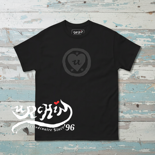 URCHIN Clothes-'LOVE U' Black Logo. Unisex Cotton T Shirt. Choice of Colours. Choice of Sizes.