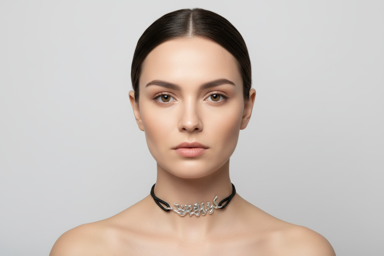 URCHIN 'URCHIN' Logo Womens Choker Pendant. Solid Silver. Hallmarked and Hand-made in UK.