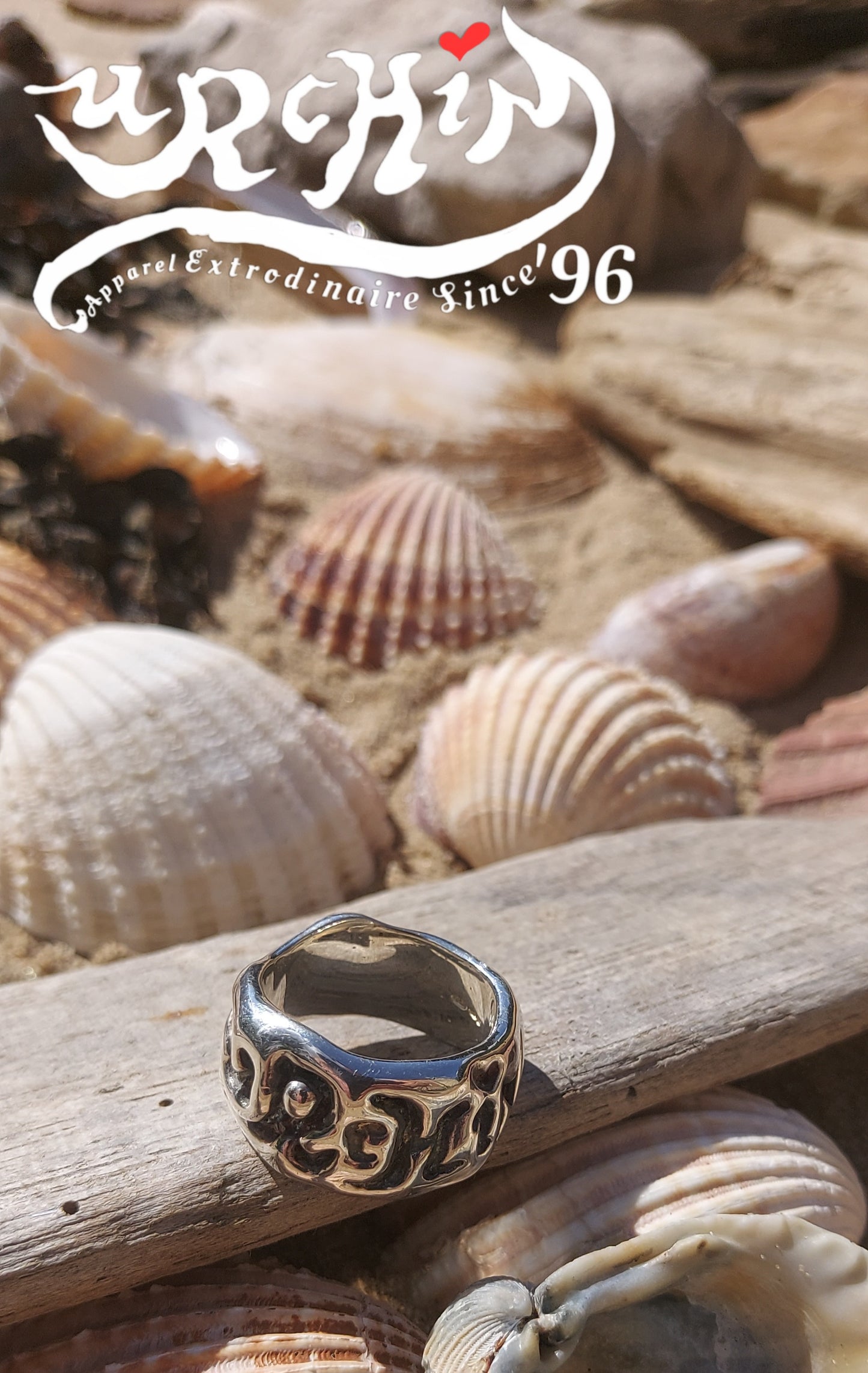 URCHIN Jewellery-'Phat Urchin' Logo Ring. Solid Silver. Hallmarked. Size S.