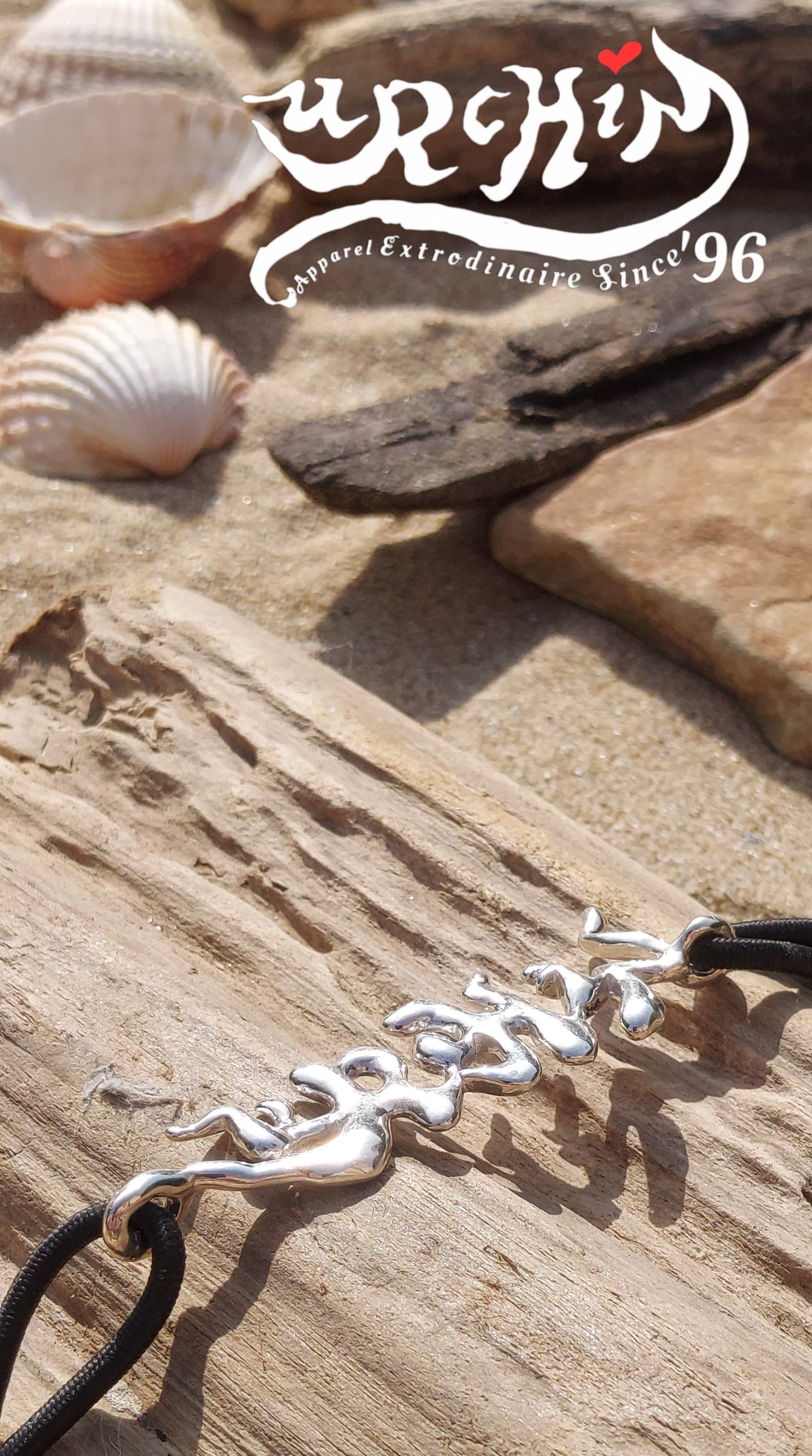 URCHIN 'URCHIN' Logo Womens Choker Pendant. Solid Silver. Hallmarked and Hand-made in UK.