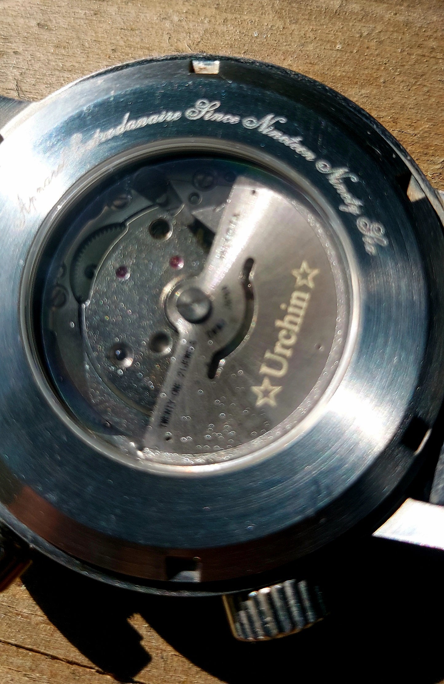 URCHIN Accessories & Watches. Black 'RETRO DIVER' 'Urchin London' Logo Watch. Rubber Strap. *To Order only.