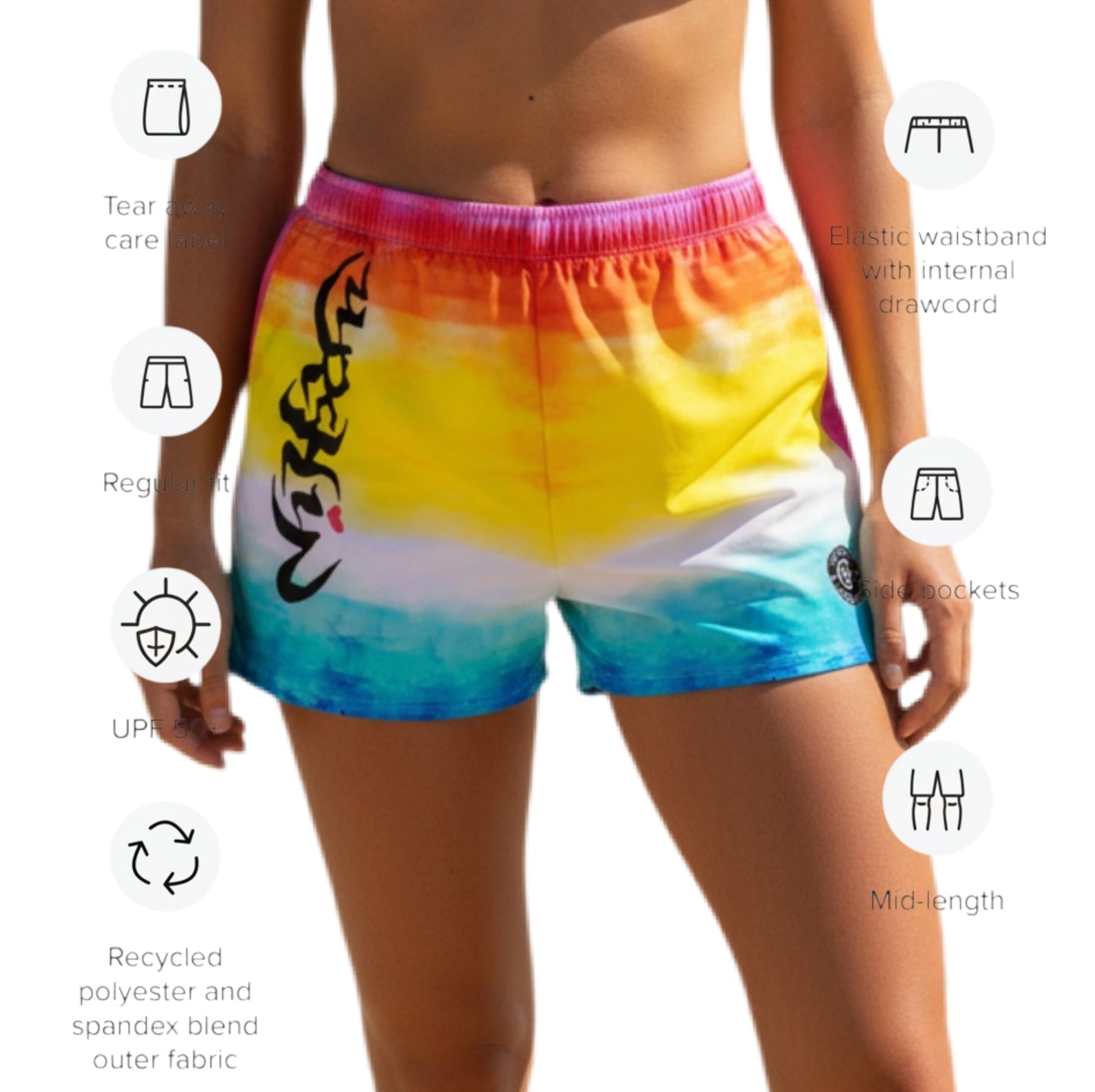 URCHIN 'SUNSET BEACH' Unisex Recycled Swim Board Shorts.