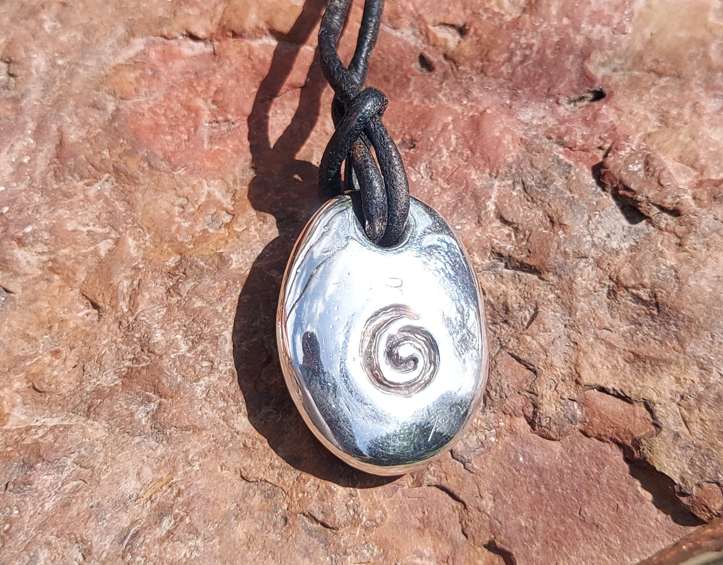 URCHIN -'Spiral' Unisex Drop Disc Urchin Logo Pendant. Solid Silver, Hallmarked. Hand-made in UK.