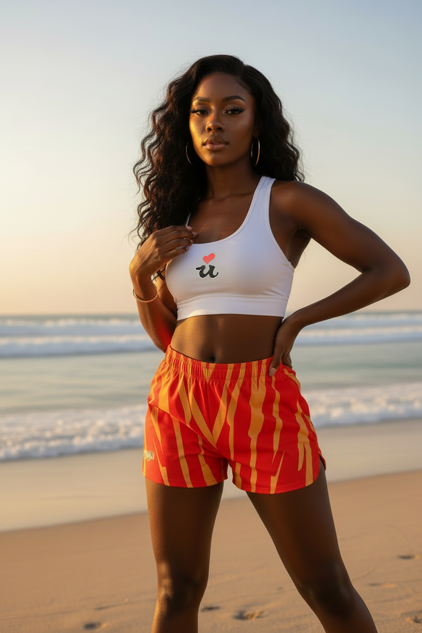 URCHIN 'RIP WAVE' 'Red Daiquiri' Unisex Athletic/Swim Shorts
