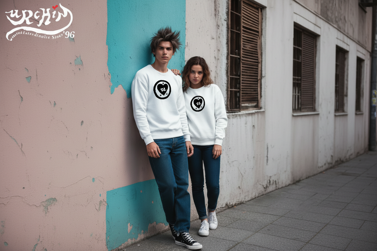 URCHIN 'LOVE U' Black Logo. Premium Cotton Sweatshirt. Choice of Colours. Unisex.