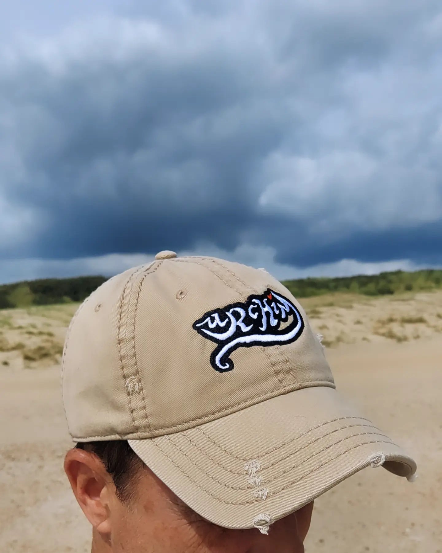 URCHIN Hats 'Urchin' Logo. Baseball Cap. White on Black Logo. Lightly Distressed. Embroidered front and side Design. Choice of Colours. Unisex.