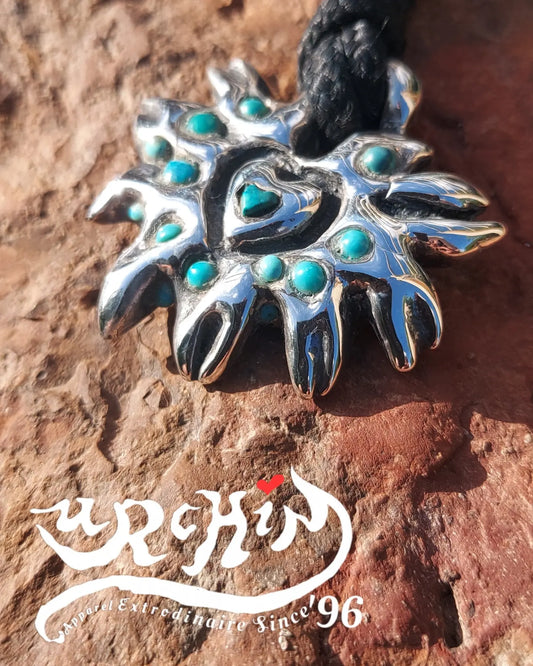 URCHIN Jewellery- 'Labchin' Solid Silver and Turquoise Pendant. Hallmarked. Hand-made in the UK.