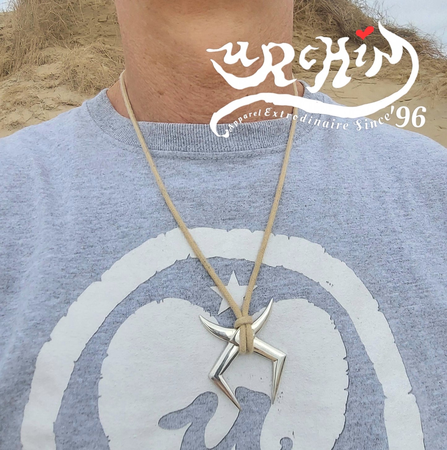 URCHIN Jewellery - 'Moon Rays' Solid Silver Unisex Pendant. Hallmarked. Hand-made in the UK. Choice of Cord.
