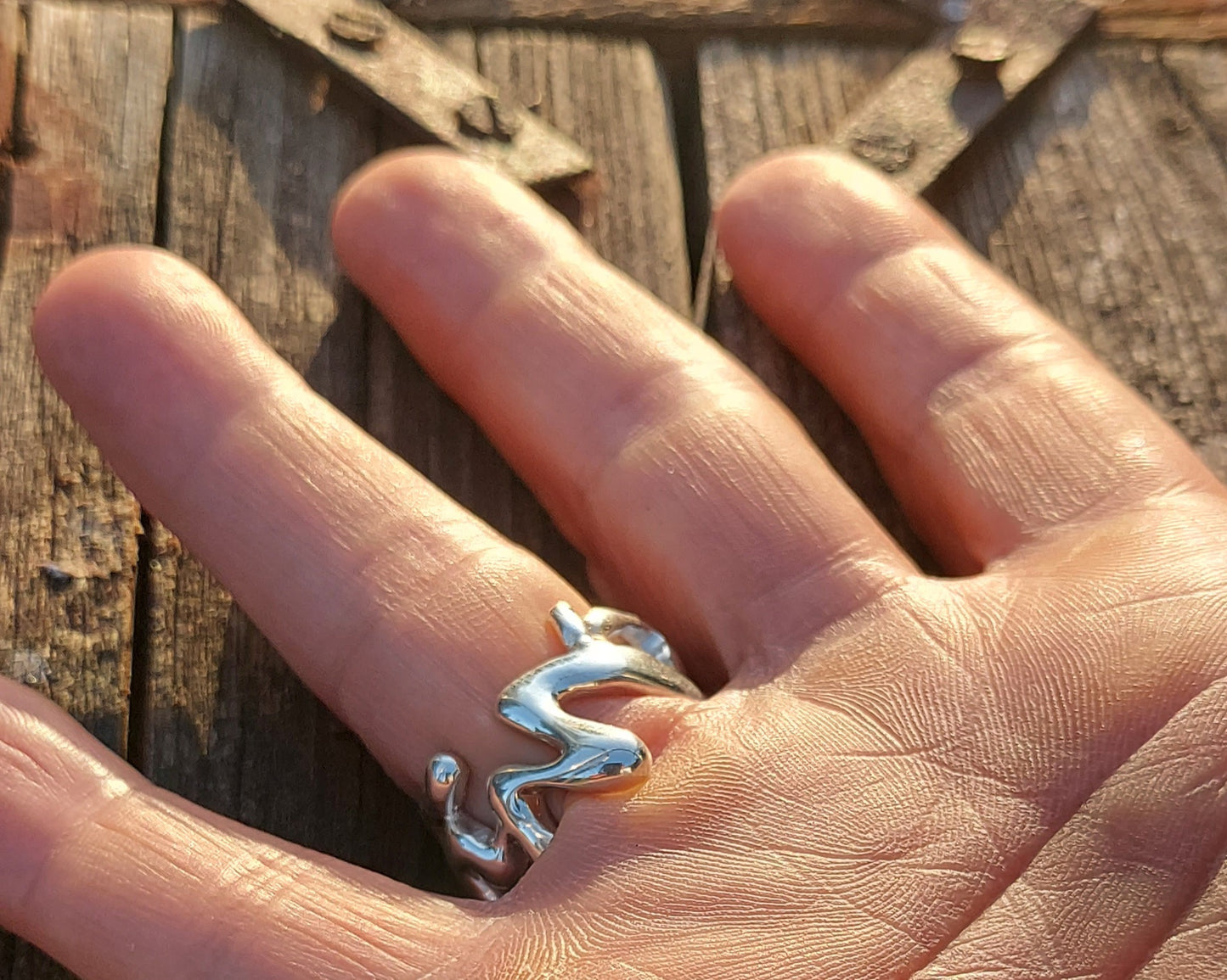 URCHIN Jewellery - 'Wave' Urchin Logo Ring. Hallmarked. Handmade in the UK. Size S