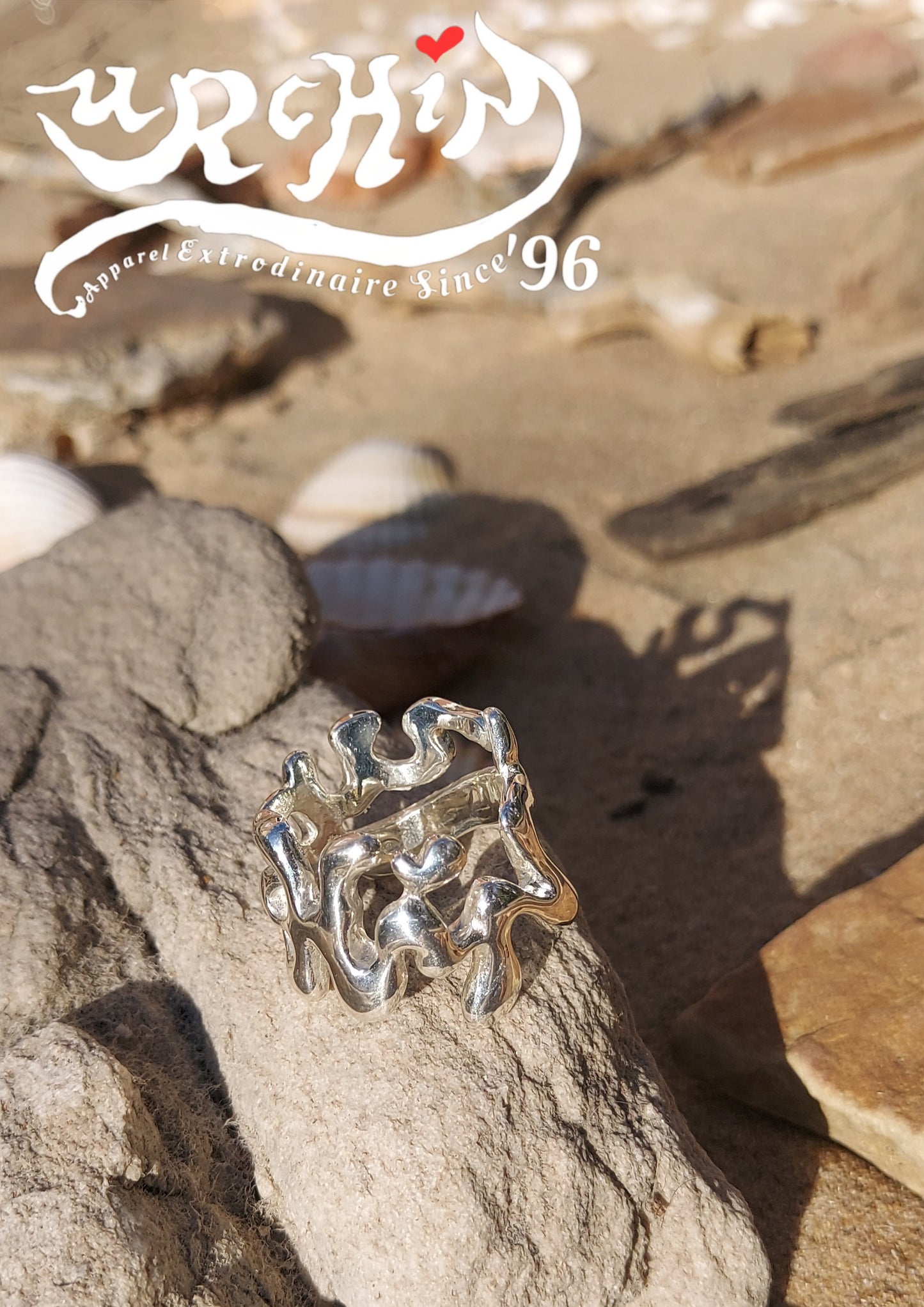 URCHIN Jewellery - 'Wave' Urchin Logo Ring. Hallmarked. Handmade in the UK. Size S