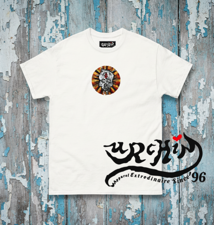 URCHIN -'DOLLAR SKULL' Cotton T Shirt. Choice of Light Colours. Unisex.
