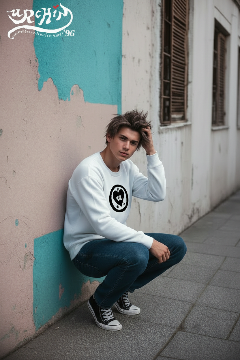 URCHIN 'LOVE U' Black Logo. Premium Cotton Sweatshirt. Choice of Colours. Unisex.