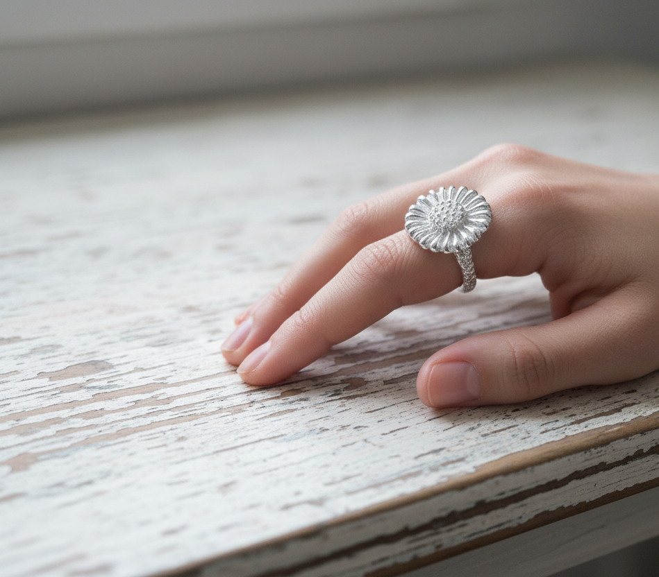 URCHIN Jewellery - 'Daisy' Ring. Hallmarked & Handmade in the UK. Choice of Custom Sizes available.