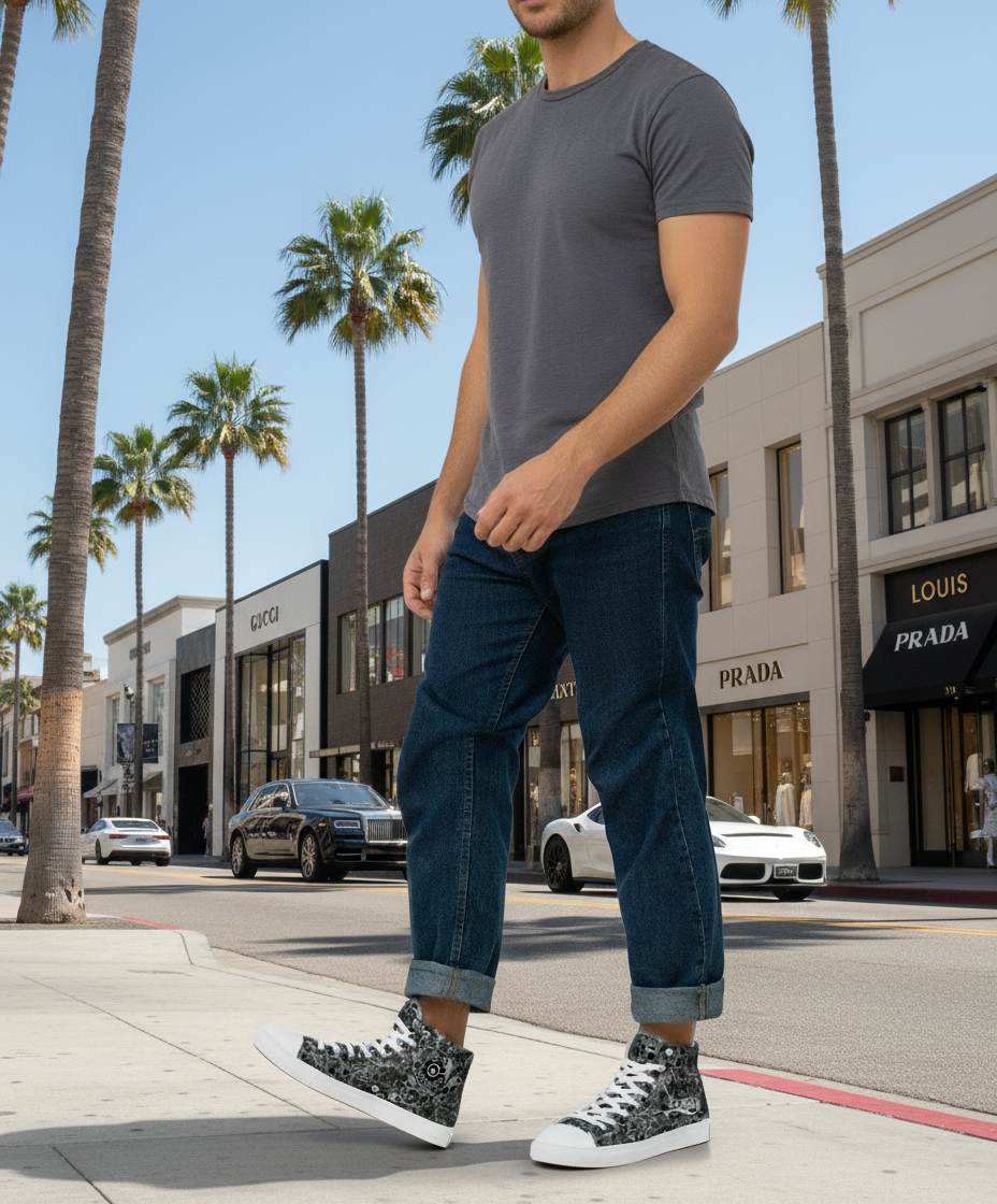 URCHIN 'U Skull Storm' 'Metal' (Grey). Mens Lace Up Hi Top Sneaker. Choice of Sizes