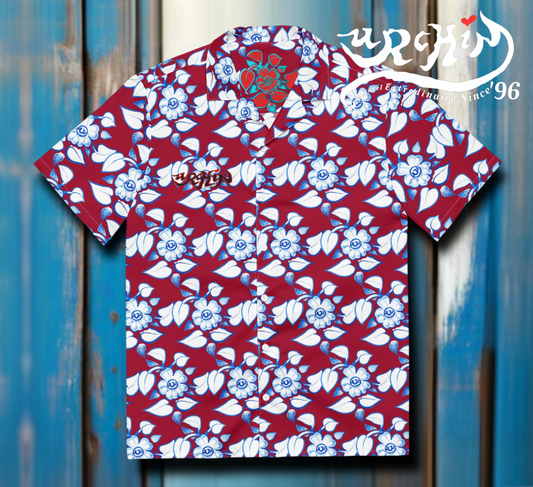 URCHIN 'U LILY' 'Grape( dark red) Unisex button shirt. Multiple Sizes.
