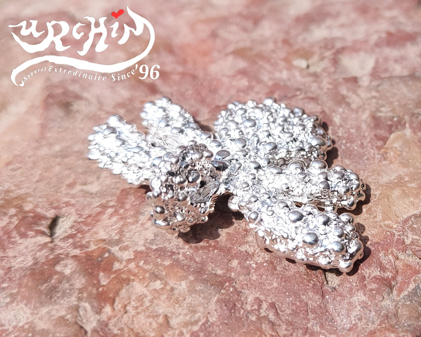 URCHIN Jewellery -'Encrusted Tsuba' Solid Silver Pendant. Hallmarked. Hand Made in the UK. Choice of Cord.