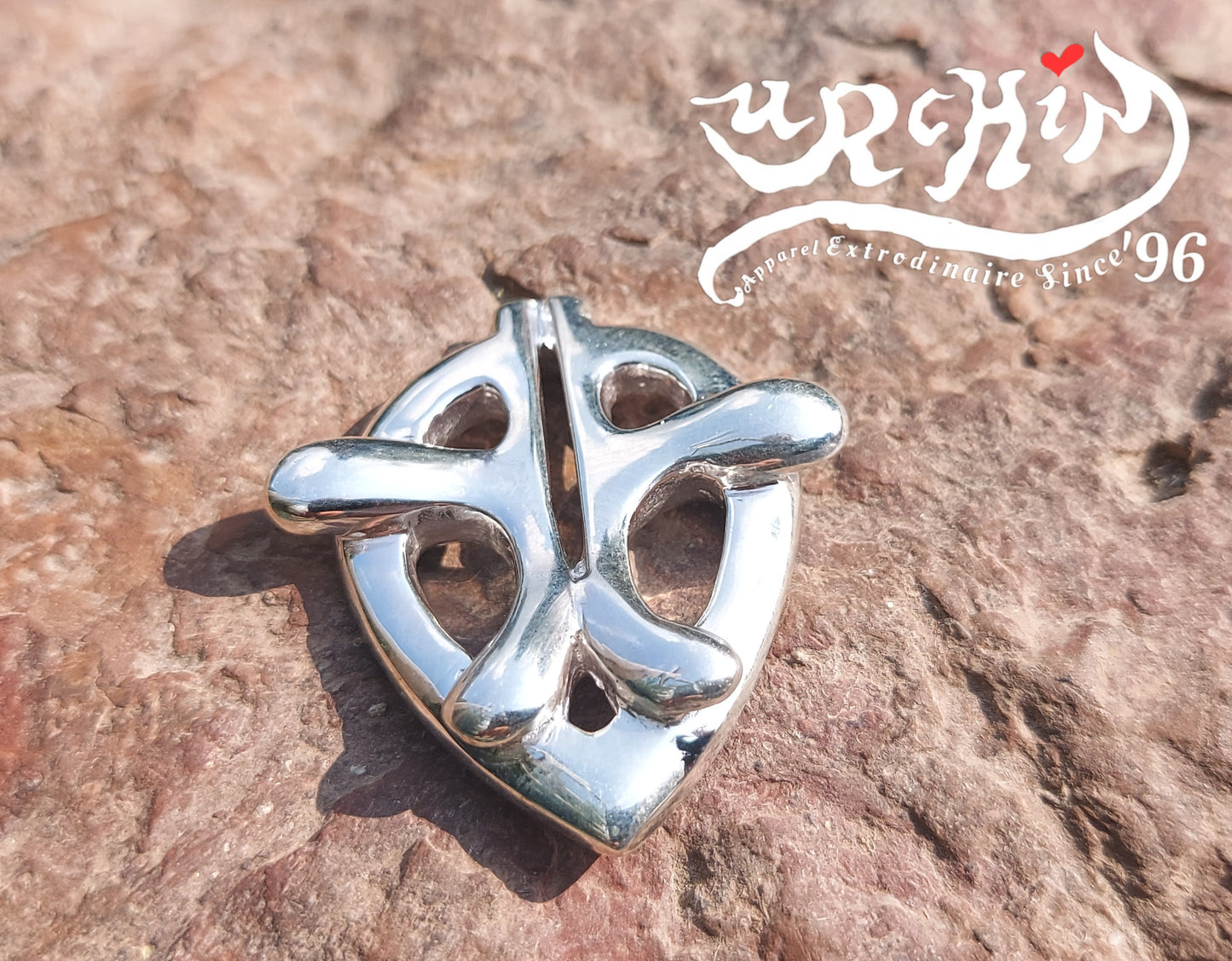URCHIN Jewellery -'Heart Embrace' Unisex Silver Pendant. Solid Silver, Hallmarked. Hand-made in UK.
