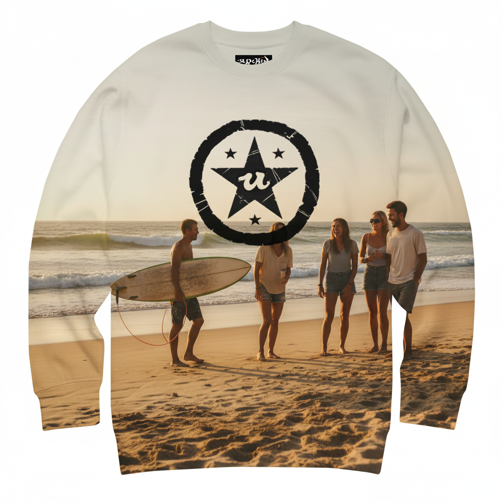 URCHIN-'U STAR' Black Logo. Premium Cotton Sweatshirt. Choice of Colours. Unisex.