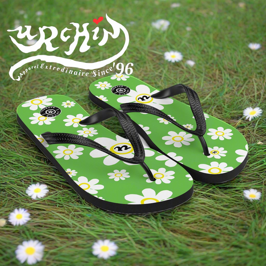 URCHIN Footwear. 'U DAISY' Grass Green. Unisex Flip-Flops. Choice of 3 Sizes.