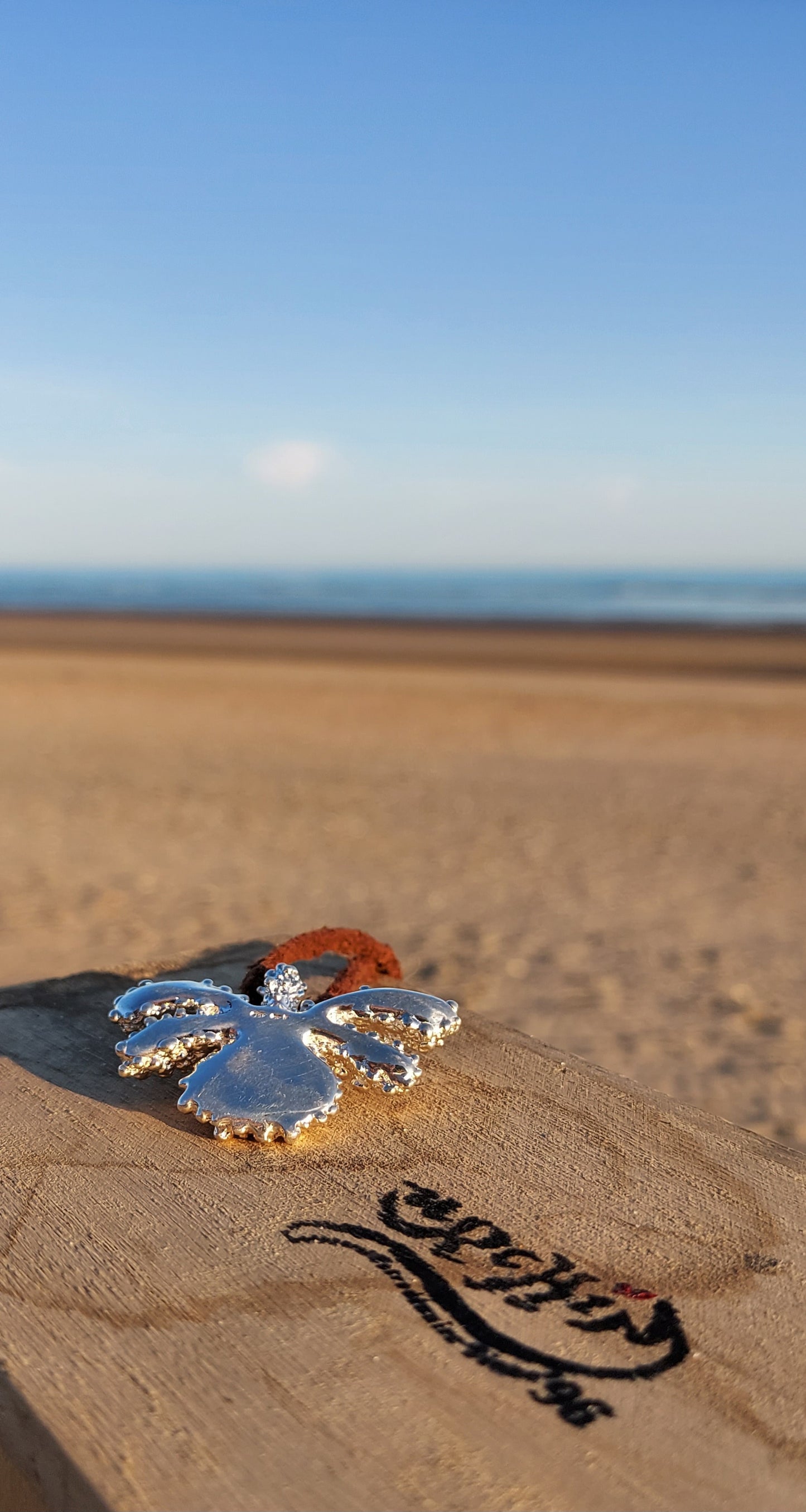 URCHIN Jewellery -'Encrusted Tsuba' Solid Silver Pendant. Hallmarked. Hand Made in the UK. Choice of Cord.