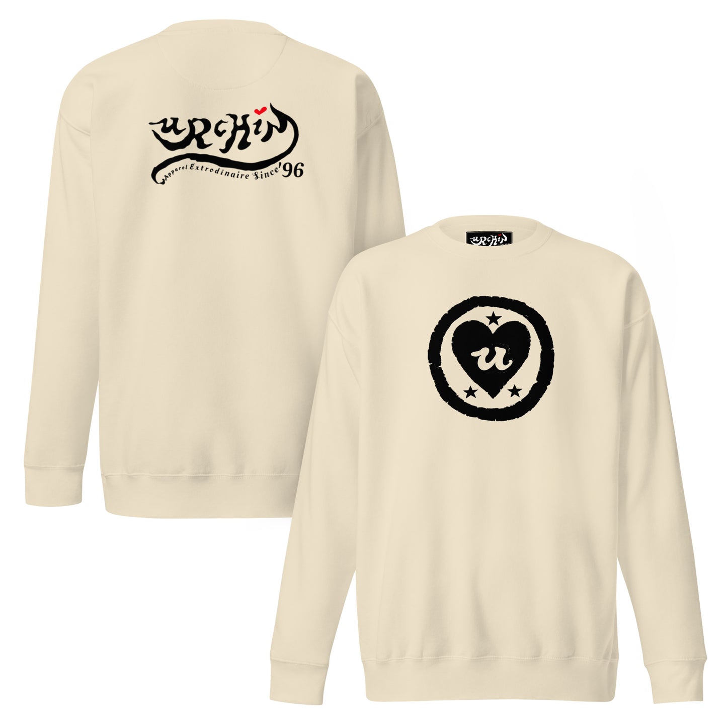 URCHIN 'LOVE U' Black Logo. Premium Cotton Sweatshirt. Choice of Colours. Unisex.