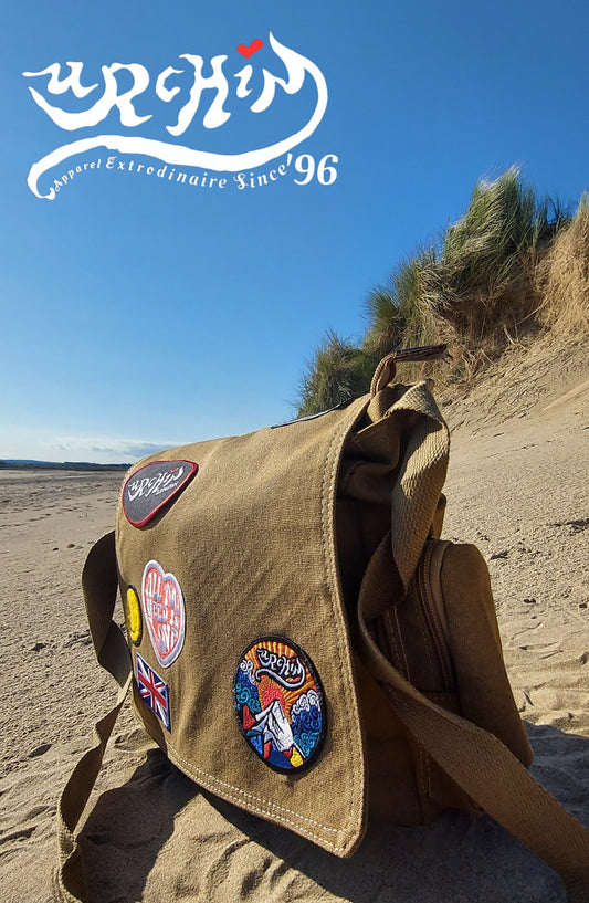 URCHIN Luggage. 'U TRAVEL' Urchin Embroidered Patches Design Duffel Bag. Unisex.