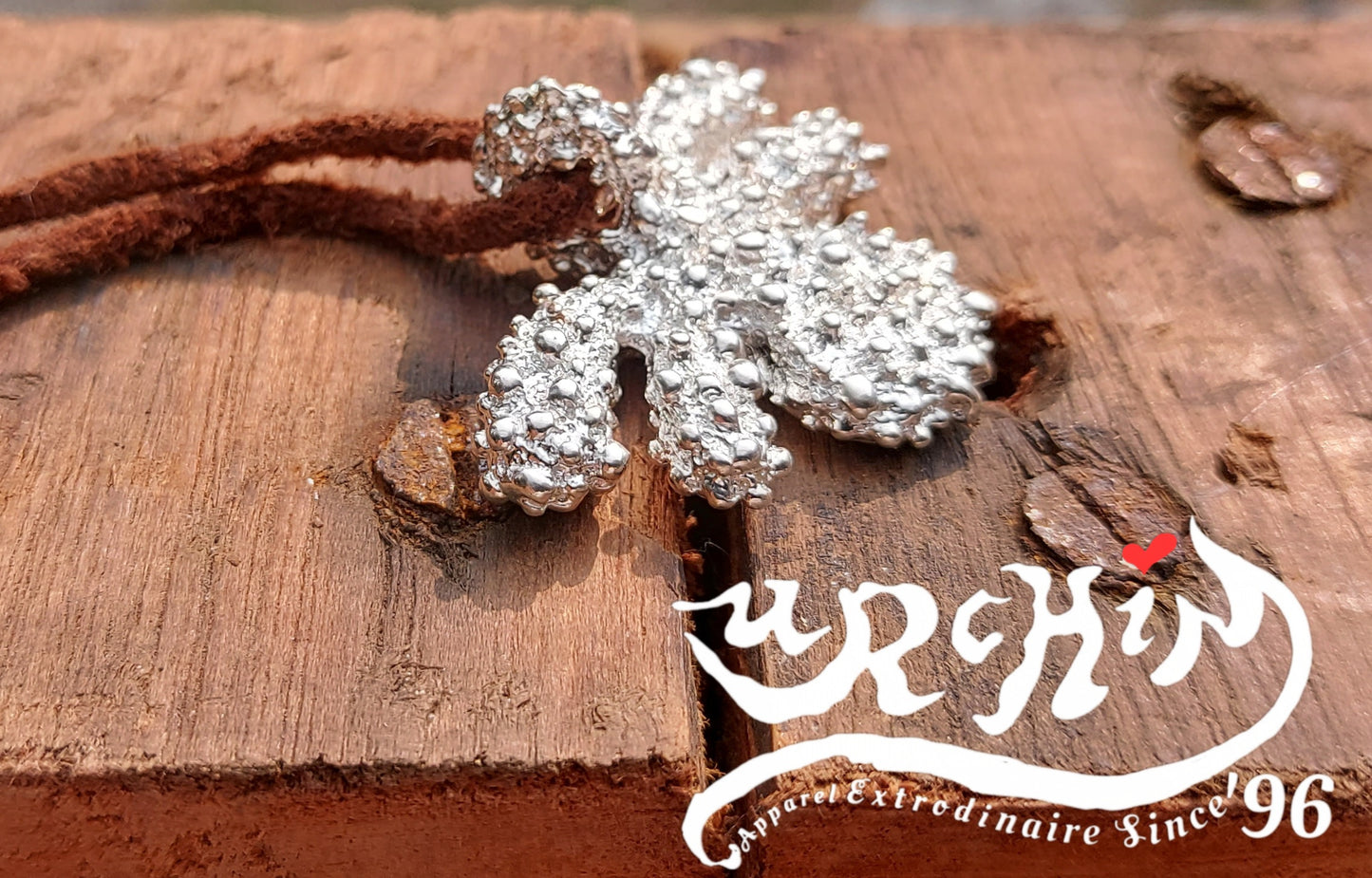 URCHIN Jewellery -'Encrusted Tsuba' Solid Silver Pendant. Hallmarked. Hand Made in the UK. Choice of Cord.