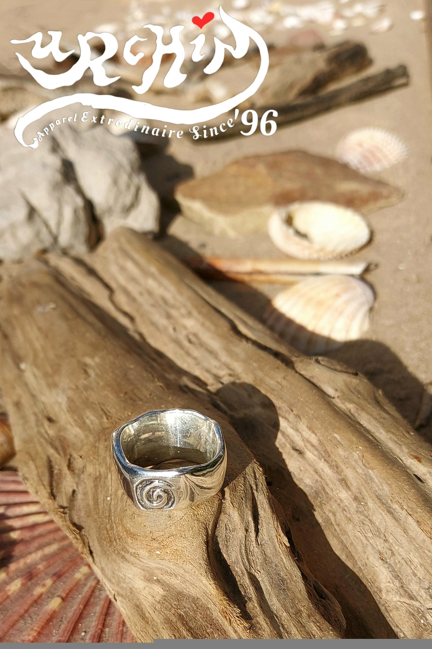 URCHIN Jewellery-'Phat Urchin' Logo Ring. Solid Silver. Hallmarked. Size S.