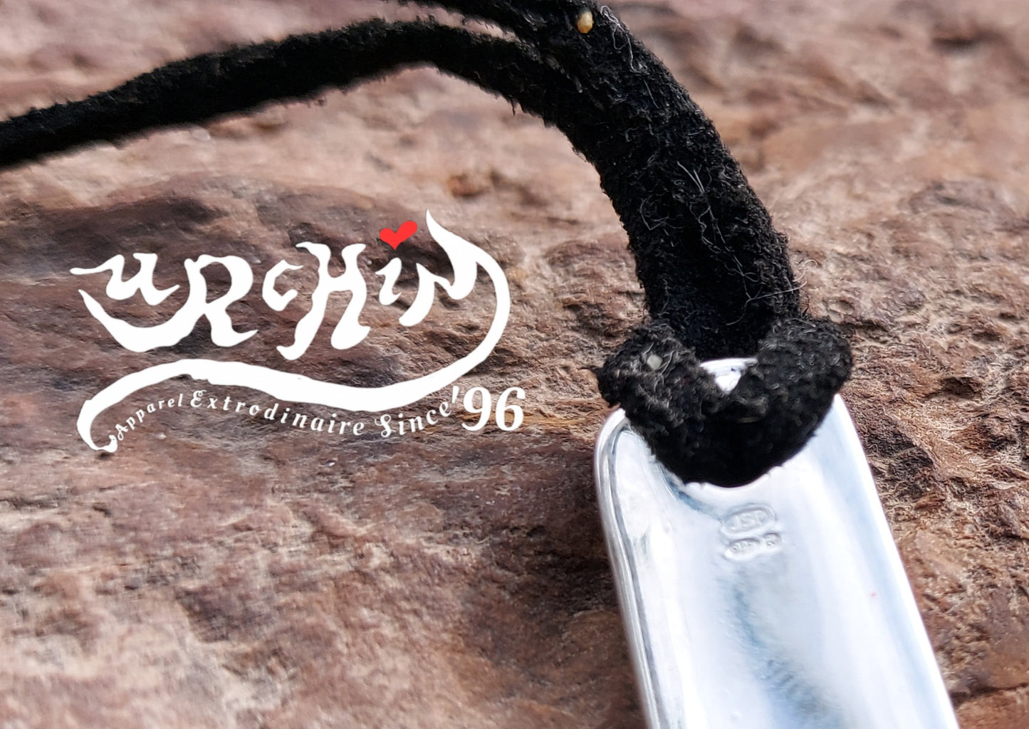 URCHIN -'Spiral Slab' Logo Unisex Pendant. Solid Silver, Hallmarked. Hand-made in UK.