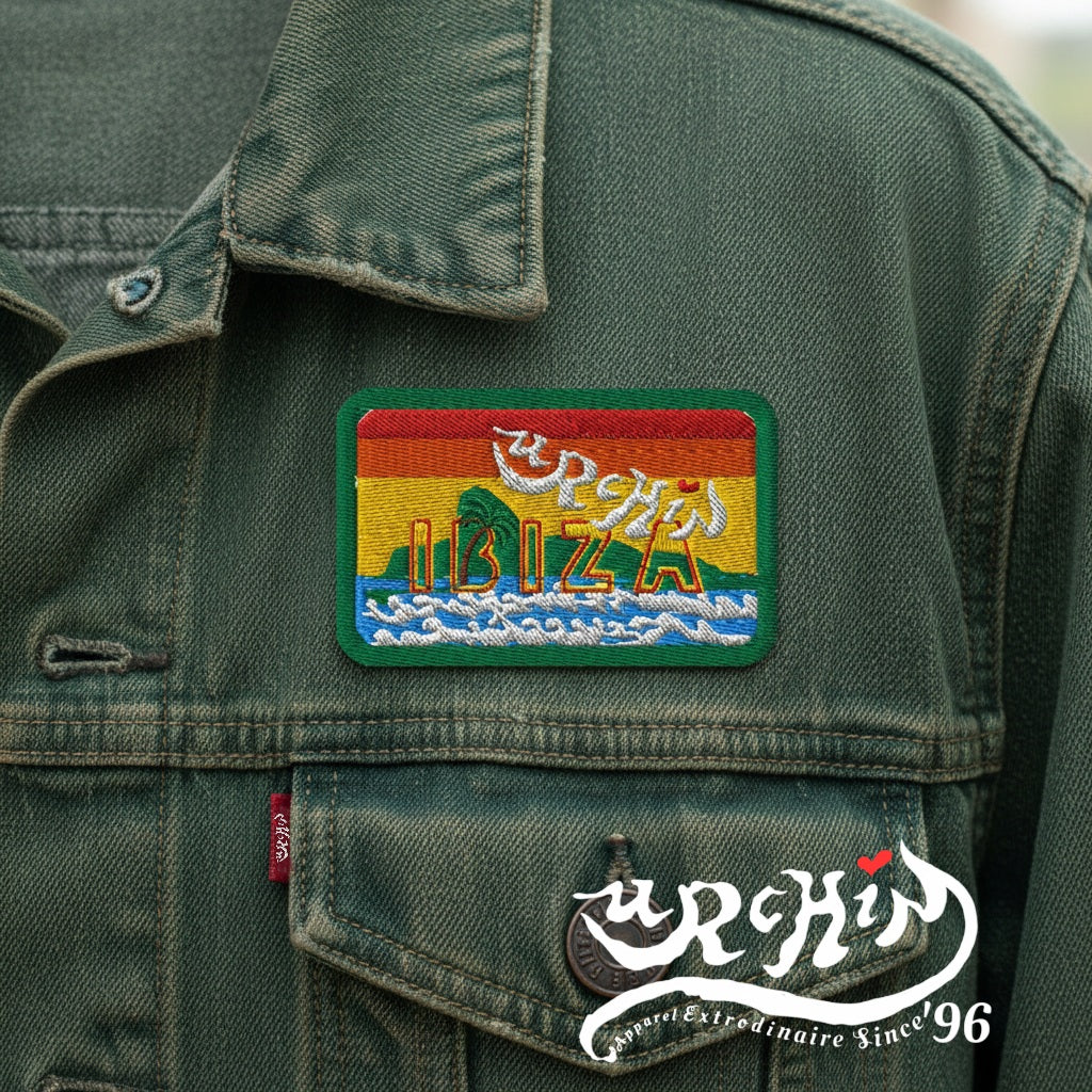 URCHIN 'Island Ibiza' Rectangle. Embroidered Patch.