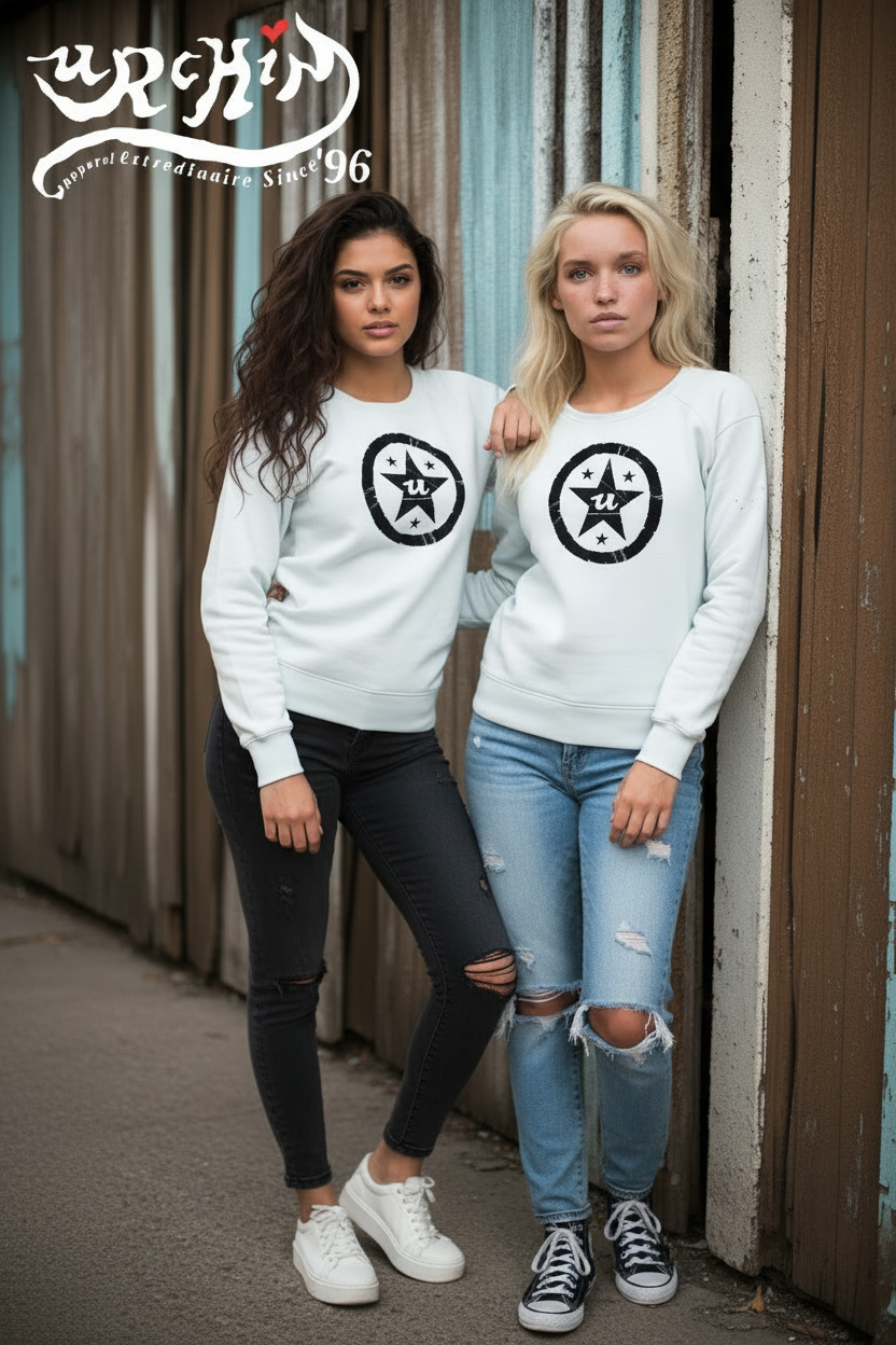 URCHIN-'U STAR' Black Logo. Premium Cotton Sweatshirt. Choice of Colours. Unisex.
