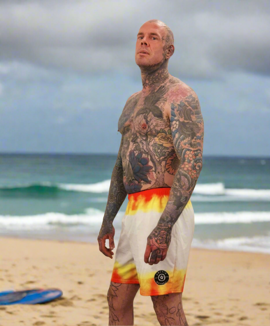 URCHIN 'FLAME' Unisex Recycled Swim Board Shorts.