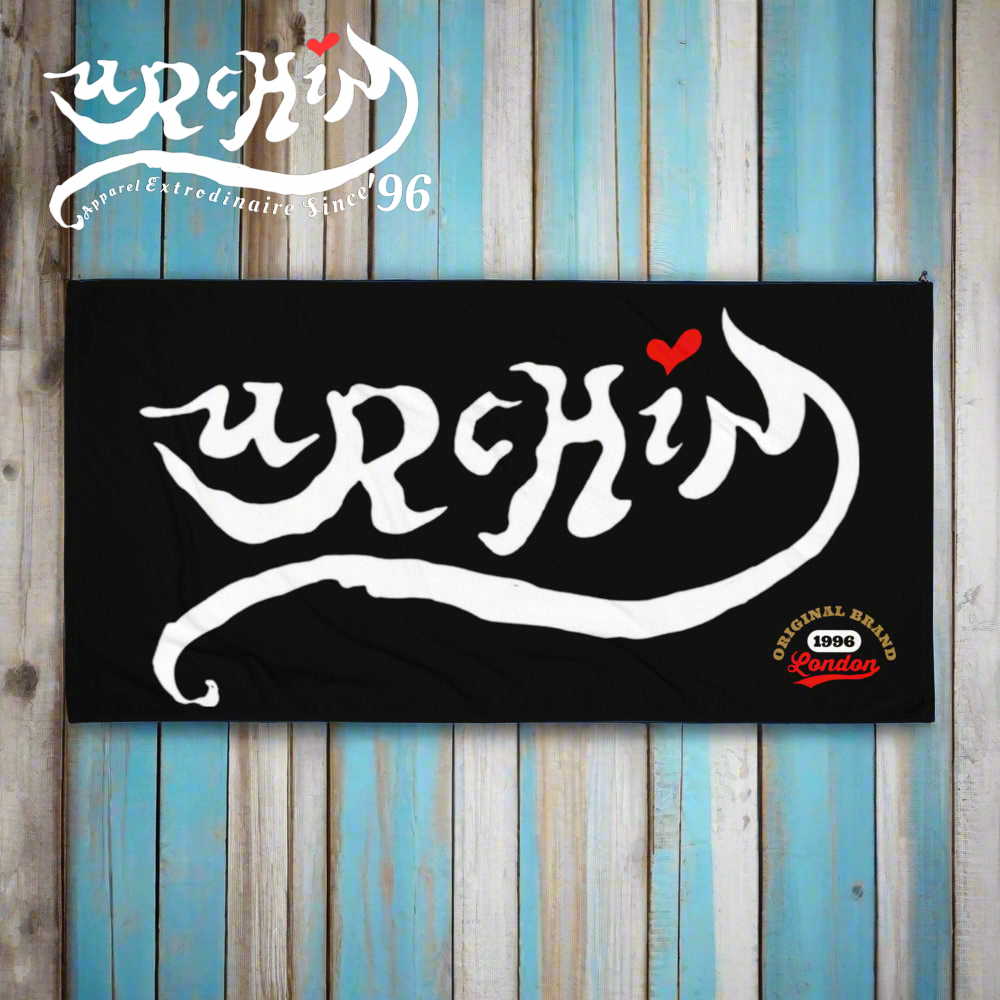 URCHIN Logo Towel. Black and White. Cotton Mix