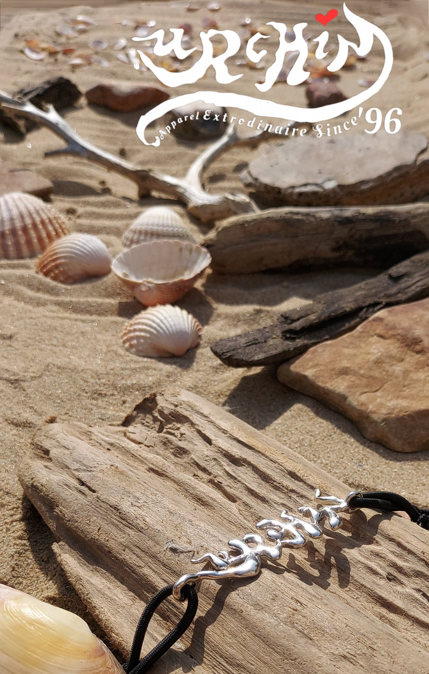 URCHIN 'URCHIN' Logo Womens Choker Pendant. Solid Silver. Hallmarked and Hand-made in UK.